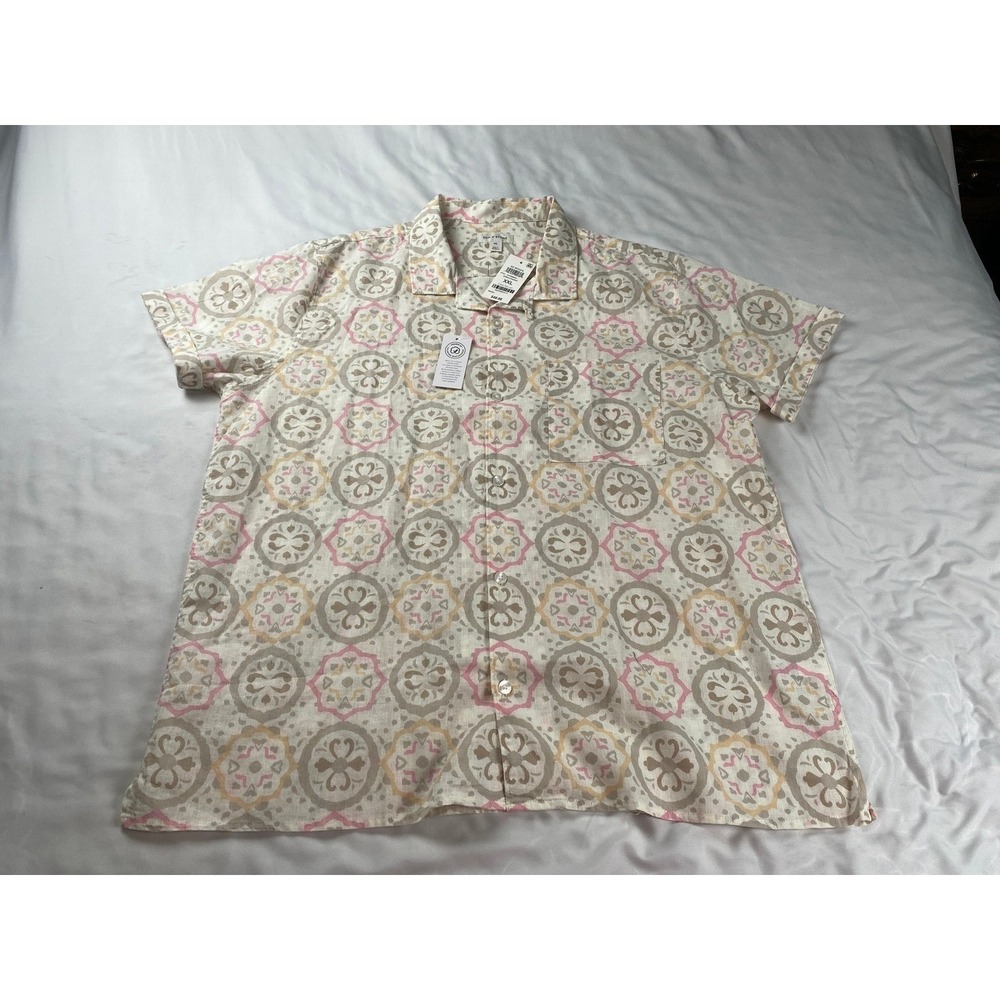 Sun + Stone Mens XXL Short Sleeve Button Up Shirt Medallion Print 100193996MN